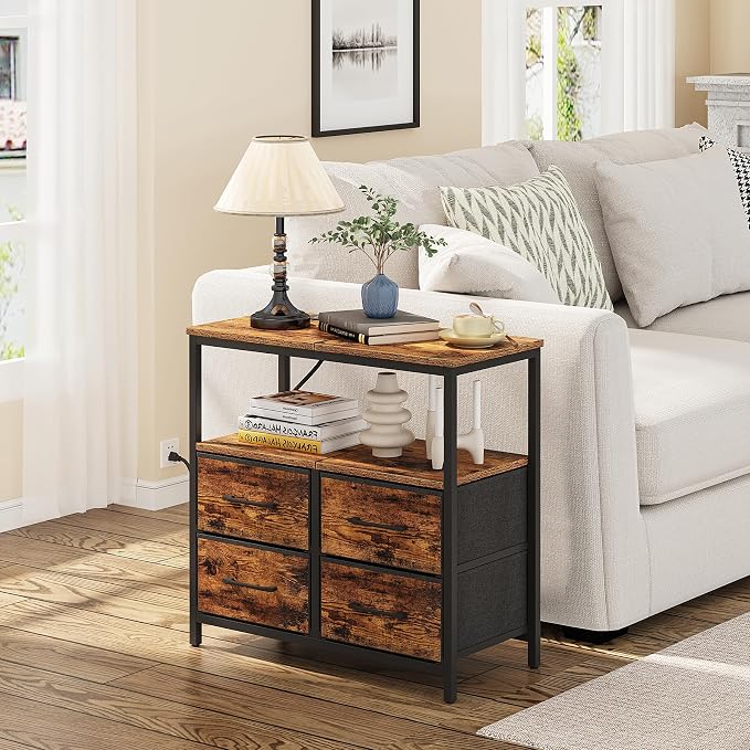 TUTOTAK Large Night Stand with Charging Station | Bedside Table with USB and - Image 2