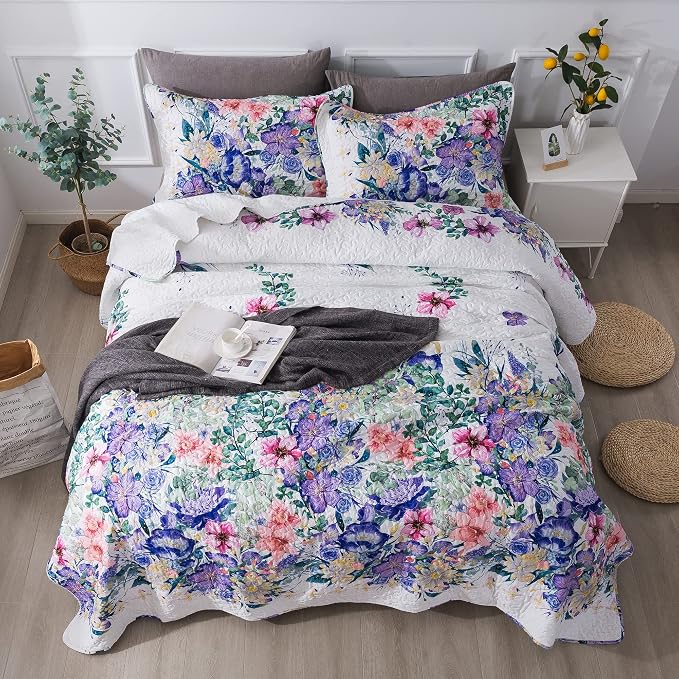 King Quilt Set 3-Piece Bedspread Quilted Oversized Lightweight Microfiber - Image 4