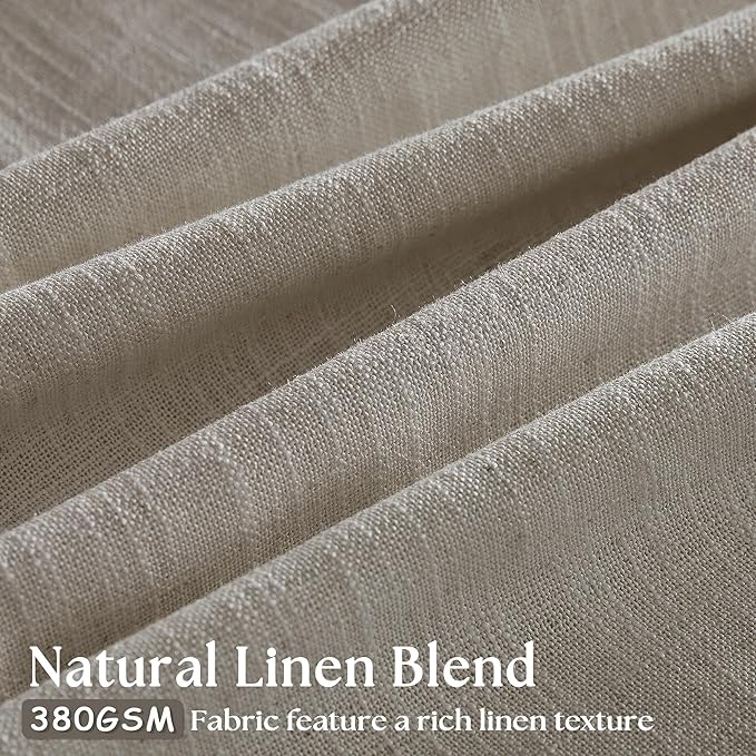 Burlywood Taupe Pinch Pleated Linen 108 Inch Curtains 60 Inch Width for Living Room Divider Light Filtering Semi Sheer Extra Wide Patio Curtains for Sliding Door Floor Ceiling Picture Window 60x108