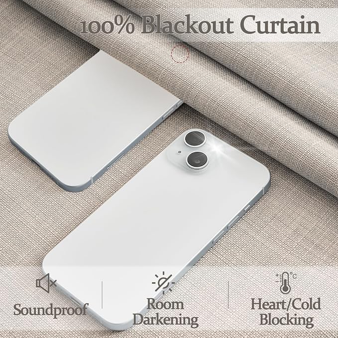 Greyish Beige Blackout Patio Sliding Door Curtains 92 Inches Long 2 Panels - Image 3
