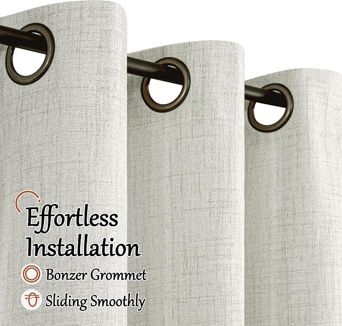 Light Grey Linen Blackout Curtains - Image 5