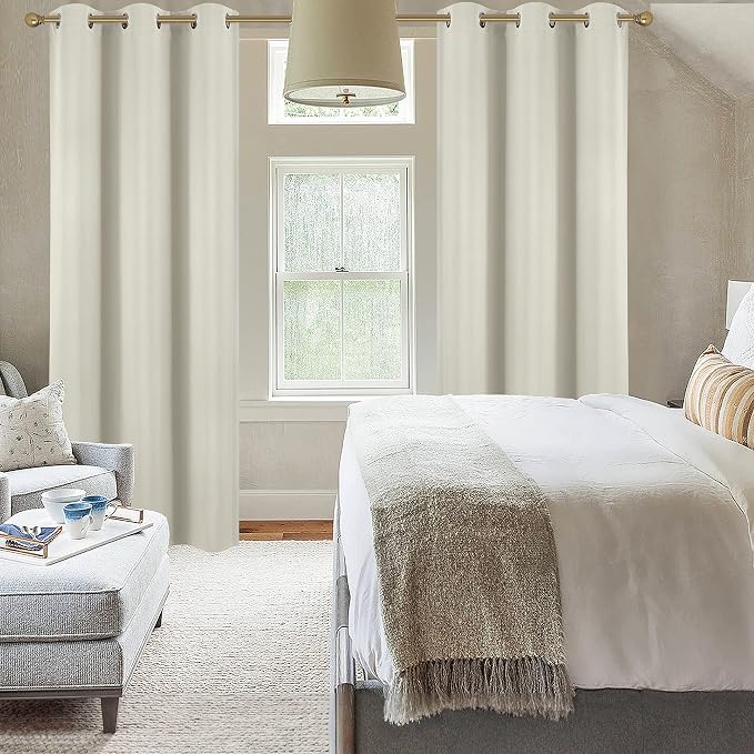 Diraysid Light Beige Grommet Blackout Curtains - Image 3