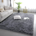 6x9 Grey Shag Rug for Bedroom, Soft Plush Fluffy Washable Carpet | Gray Area by KICHOWUA