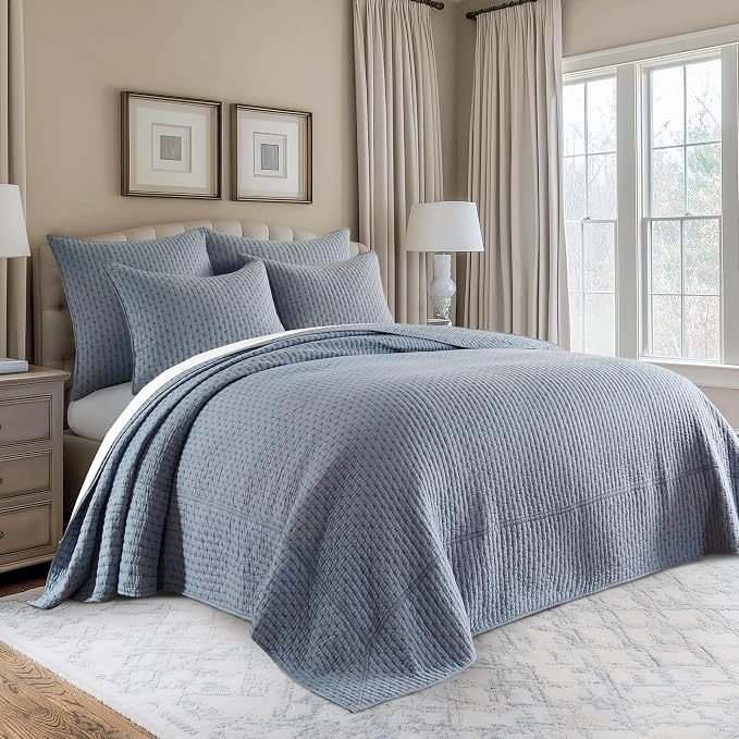 Levtex Home - Cross Stitch Bedspread Set - Twin Bedspread and One Standard Sham - Image 2