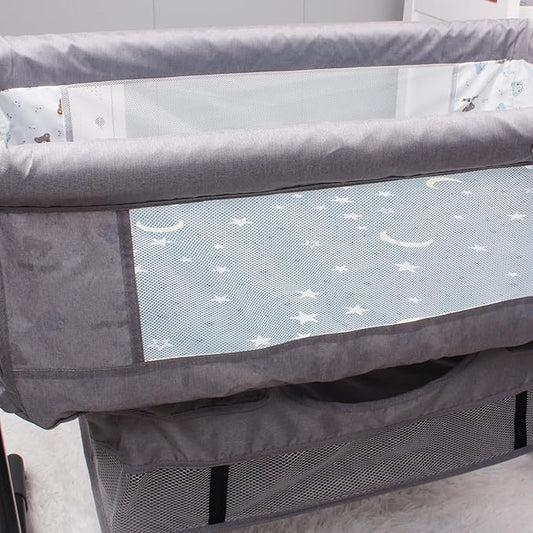 Belsden Pack of 3 Fitted Bassinet Sheet Set, Flexible Fit Various Bassinet, Adapts to Oval, Hourglasss and Rectangle Shaped Bassinet Pads, Cloudy Soft Washable Material, Grey Moon & Grey & Grey Star