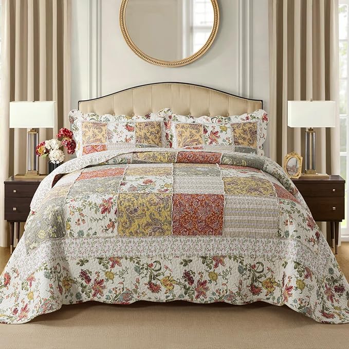 Etwel 100% Cotton Patchwork Queen Size Quilt Set by Unknown