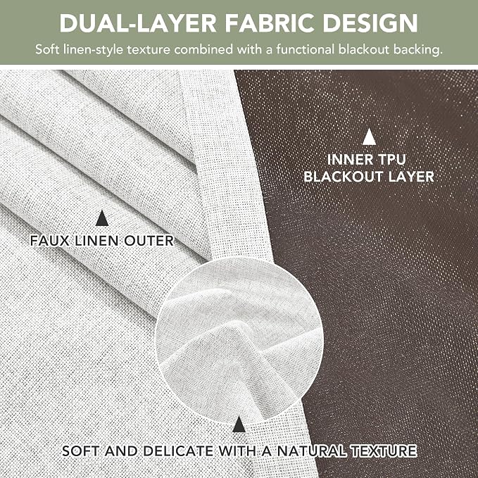 Deconovo Faux Linen 100% Blackout Curtains - Image 4