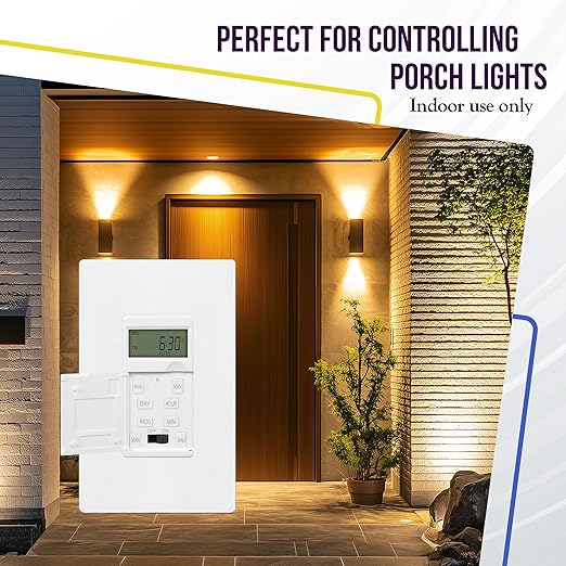 ENERLITES Programmable Digital Timer Switch for Lights, Fans, Motors, 7-Day 18 ON/OFF Timer Settings, Single Pole, Neutral Wire Required, UL Listed, HET01-C, White, 4 Pack