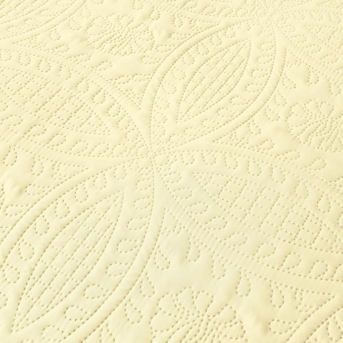 akkialla Butter Yellow Full/Queen Quilt Set, Ultrasonic Lightweight Bedspread - Image 7