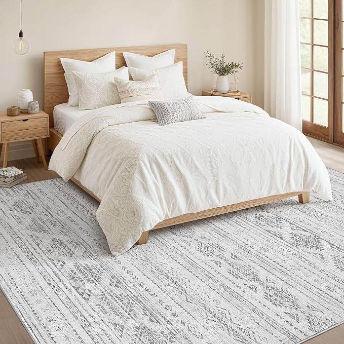 Nakagishi 10x14 Area Rug Living Room: Washable Boho Large Neutral Soft - Image 6