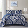DJY Damask Quilt Set King Size, Boho Lightweight Bedding Set 3 Pcs, Soft by HOME
