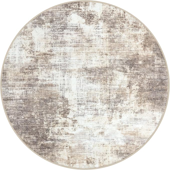 Abstract Round Area Rug 8 Ft Washable Circle Rugs Large Round Rug Non Slip Thin - Image 9