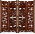 Lightnpro 4 Panel Empress Bloom Wooden Room Divider 64" x 48" Hand-Carved by Lightnpro