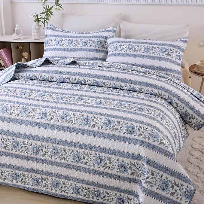 DURLENGEN Quilt Set King Size 3Pcs, Soft Microfiber Lightweight Bedspread - Image 2