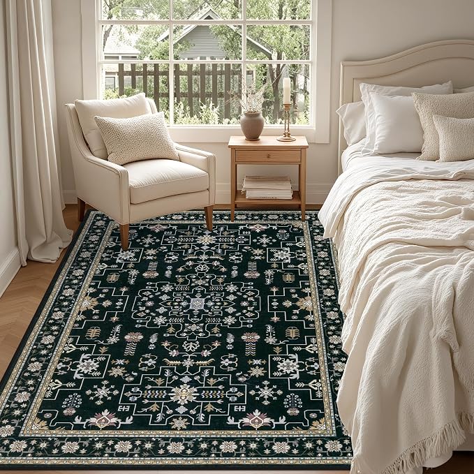 4x6 Area Rugs Living Room: Washable Vintage Rug - Image 3