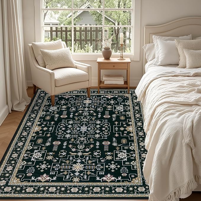 6x9 Area Rugs Living Room: Washable Vintage Rug - Image 4