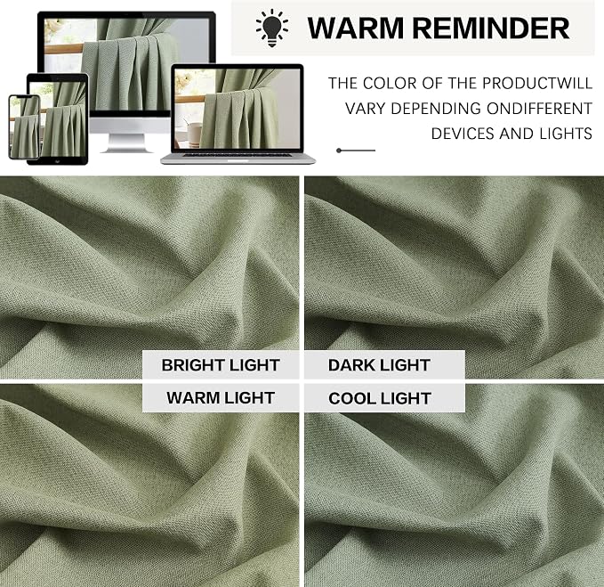 Sage Green Blackout Linen Curtains - Image 8