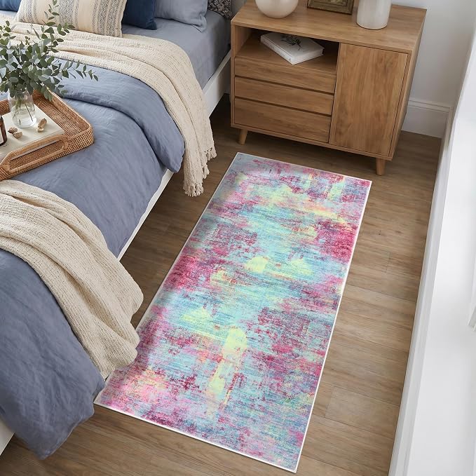 Abstract Runner Rug 2x4 Ft Entryway Rugs Washable Door Mat Indoor Entrance - Image 2