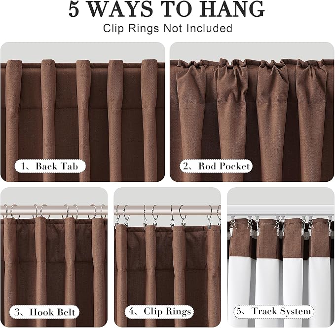 Joywell 100% Blackout Linen Curtains 84 Inch Long - Image 2