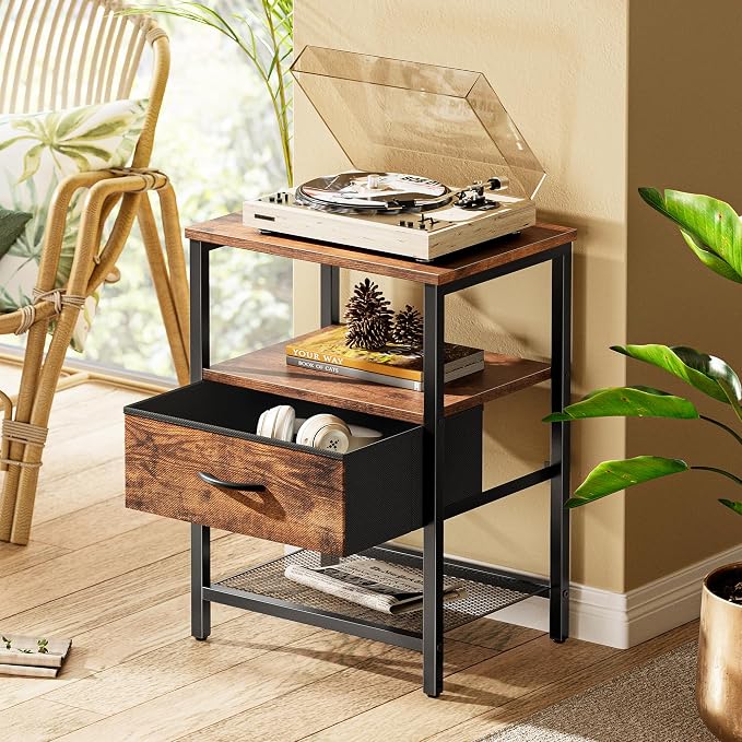 Huuger Night Stand with 2 Drawers, Bed Side Table with Open Shelf | Bedroom - Image 2