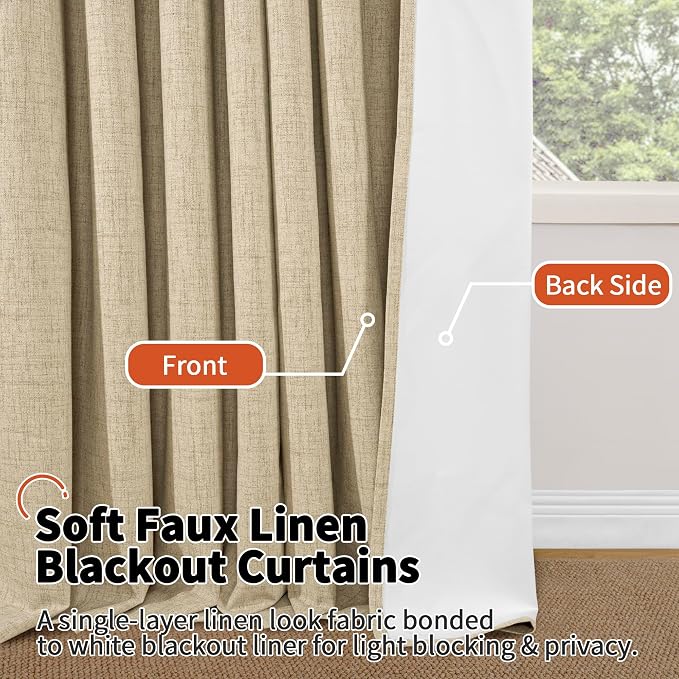 Burlap Linen Blackout Curtains for Bedroom - Image 8