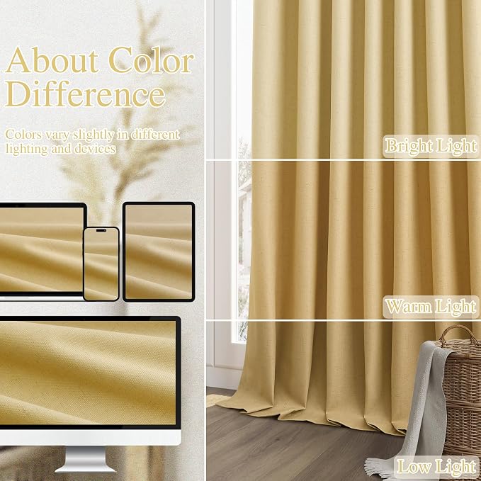 100% Blackout Curtains 96 Inch Length 2 Panels Set - Image 7
