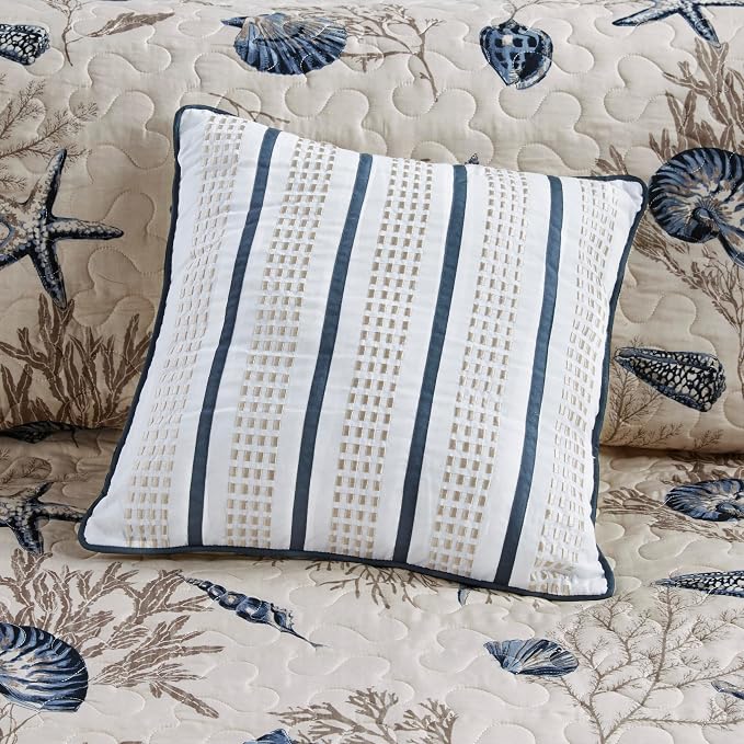 Madison Park Cottage Coastal Starfish Blue Twin Bedspread Set, Machine Washable - Image 7