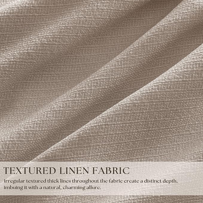 Burlywood Birch Linen Pinch Pleated Blackout Curtains 84 Inches Long for Bedroom Living Room Darkening 100% Black Out Pinch Pleat Drapes with Liner Farmhouse Neutral 84 Inch Curtain for Dining Room