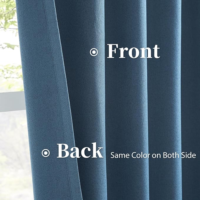 2 PCs Flax Linen Textured Blackout Curtains 72 Inch Wide x 102 Inch Long - Image 4