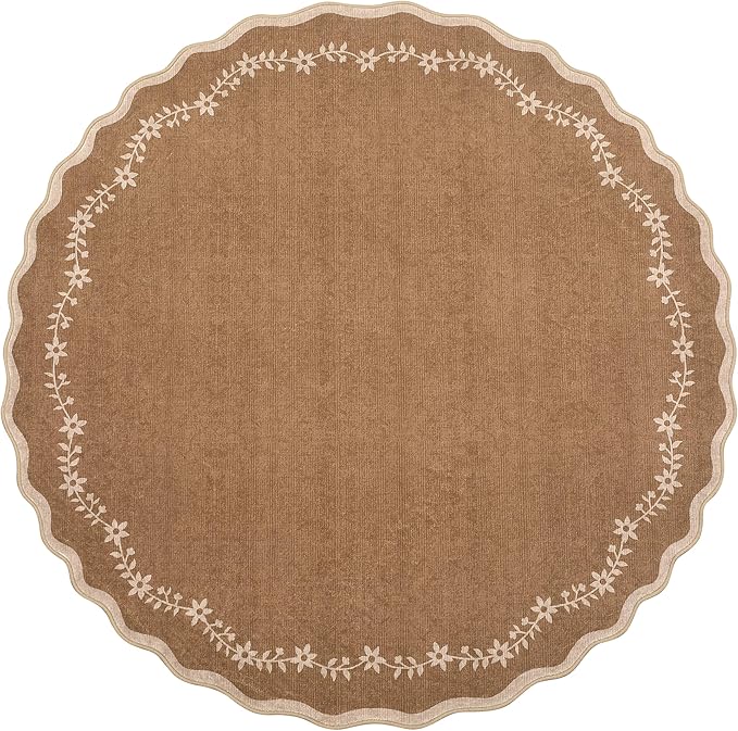 GarveeHome Round Rugs 6ft Scalloped Washable Circle Rug - Image 4
