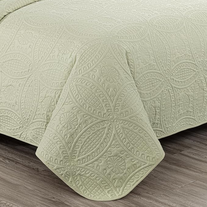 Chezmoi Collection Austin Queen Bedspread Set 3-Piece Pinsonic Quilted - Image 8