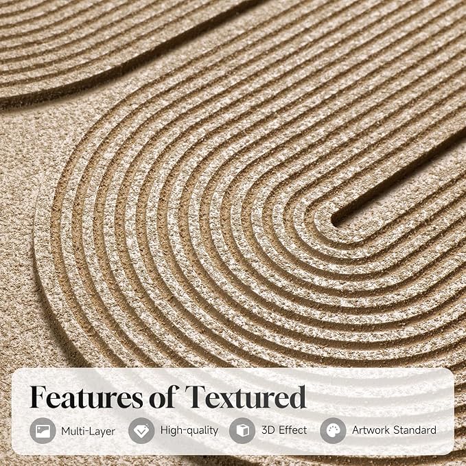 3D Textured Large Framed Boho Neutral Abstract Wall Art Set of 3, 20x30 In | - Image 5