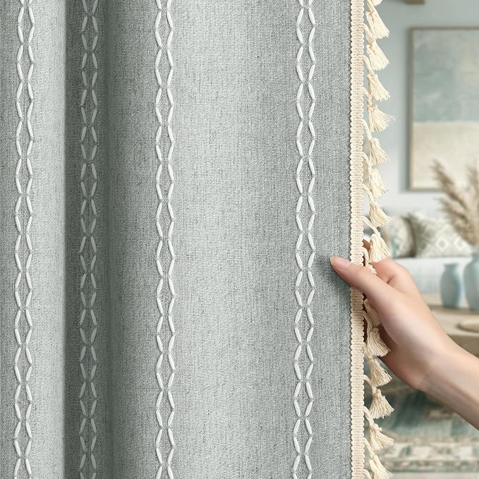 Teal 100% Boho Blackout Curtains 72 Inch 2 Panels - Image 6