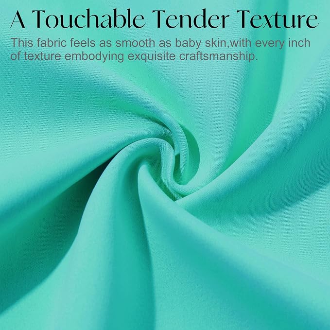 Etherealveil Turquoise Green Pinch Pleated Blackout Curtains 2P 40"x84" | Back - Image 6