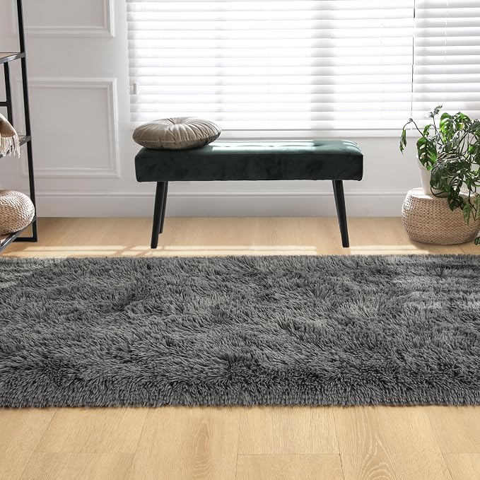 Fluffy Runner Rugs for Bedroom Aesthetic 2x6 Feet, Shag Soft Bedside Rug - Image 6