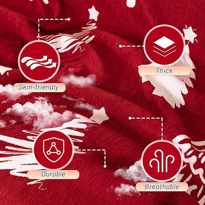 MYSKY HOME 71"X118" Loveseat Christmas Couch Cover, Sectional Sofa Covers Sofa Slipcover for 2 Cushion Couch, L Shape Couch Covers for Dogs, Kids, Washable Sofa Blanket, Furniture Protector, Red