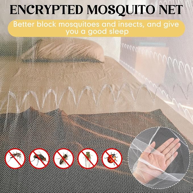 4 Corners Mosquito Net for Mosquiteros para Camas Bed Canopies Netting Bed Drapes Rectangular Mosquito Mesh for Camping Home Outdoor Travel(White A,L79 X W47 X H59 Inch,No-Opening)