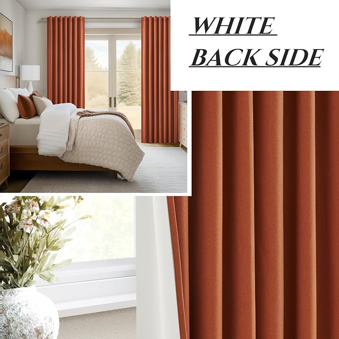 Fall Burnt Orange Curtains Blackout Extra Long 120 Inches 2 Panels Set - Image 6