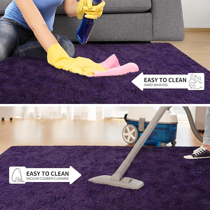 5x8 Area Rugs for Living Room, Soft Fluffy Shag Purple Rug for Bedroom Nursery - Image 6
