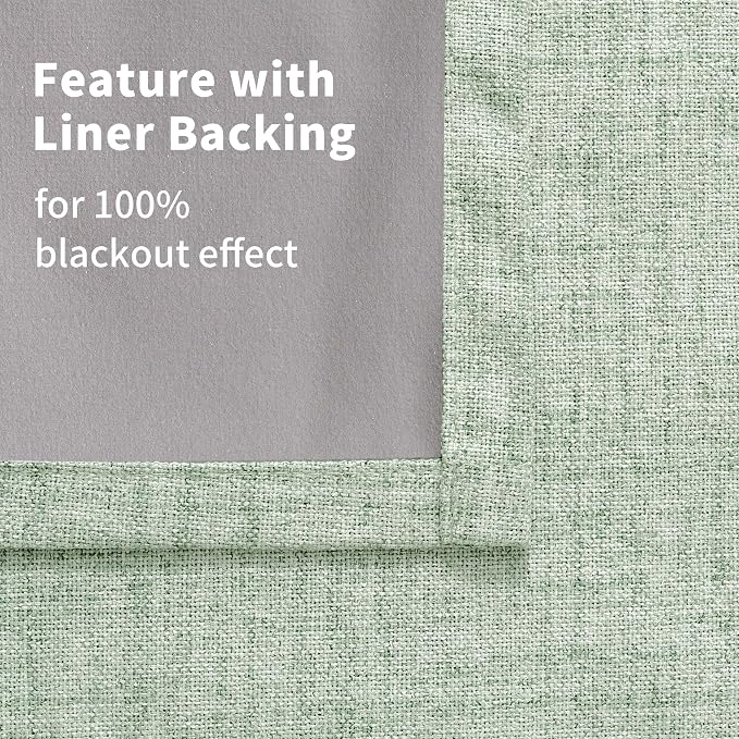 YoungsTex Sage Green Linen Blackout Curtains 72 Inch Length 2 Panels - Image 9