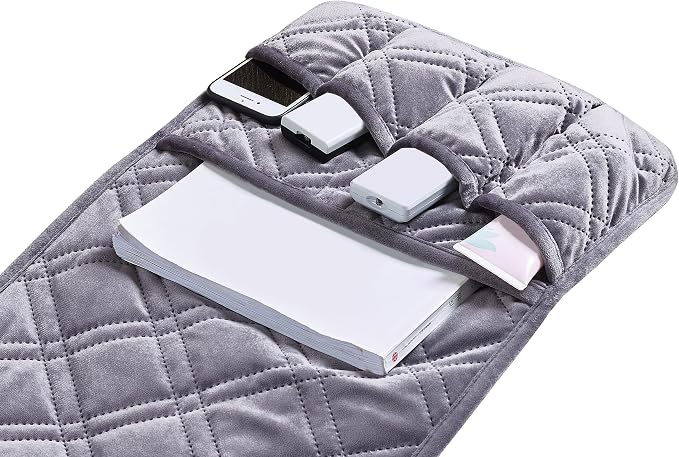 Brilliant Sunshine Grey Velvet Couch Armrest Cover, Armrest Organizer & Caddy - Image 4
