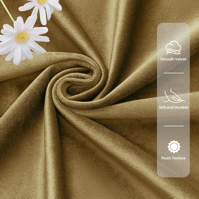 84 Inch Gold Velvet Curtains for Bedroom Back Tab Drapes Thermal Insulated | - Image 4