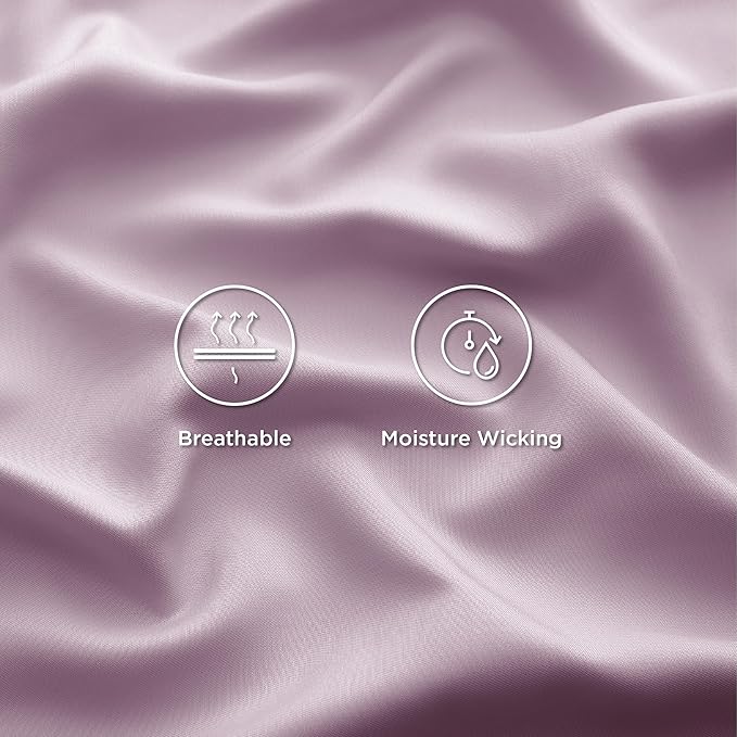 Bedsure Cooling Sheets Twin XL, Rayon Derived from Bamboo, Breathable & Soft Twin XL Sheet Sets, Deep Pocket Up to 16 Inches, Hotel Luxury Silky Dorm Bedding for Hot Sleepers, Lavender