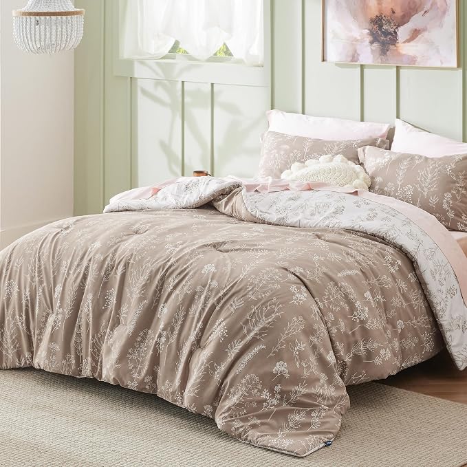Bedsure Light Taupe Twin/Twin XL Comforter Set - Image 2