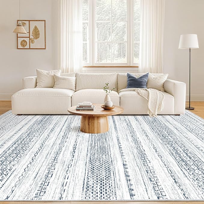 Nakagishi 8x10 Area Rugs Living Room: Washable Boho Large Neutral Soft - Image 3