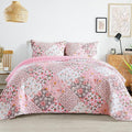 Whale Flotilla Patchwork Quilts Queen Size, Extra Soft Floral Bedspreads | Pink by WHALEFLOTILLA