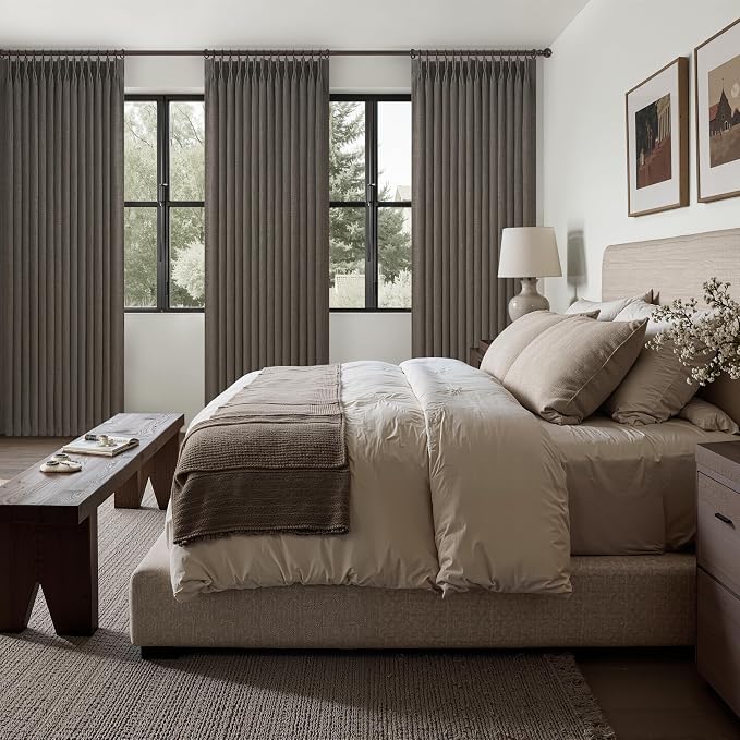 100% Blackout 96 Inch Linen Double Layer Curtains 2 Panels Set - Image 7