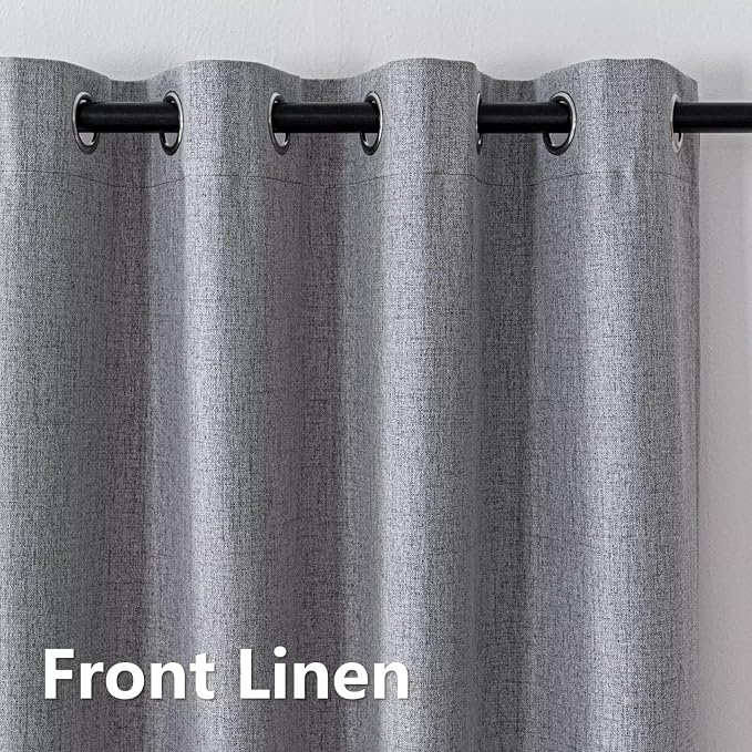 IGEMAEVE Blackout Curtains for Bedroom Grommet Grey 65" W x 96" L | Bedroom | - Image 2