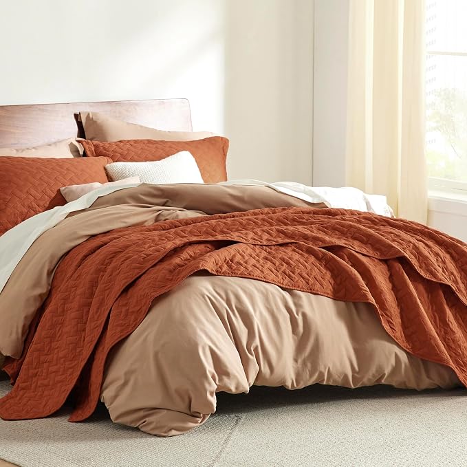 Bedsure King Size Quilt, Lightweight Comforter Set, Basket Weave, All-Season - Image 5