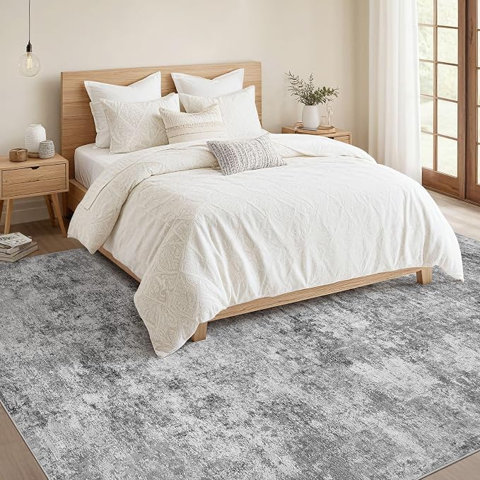 Nakagishi 9x12 Area Rugs Living Room: Washable Abstract Large Neutral Soft Rug - Image 5